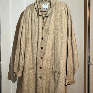 Flax By Jeanne Engelhart Beige 100% Linen Button Up and Pants Set